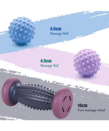 Zsmjaer 3-Part Foot Massage Set - Hedgehog Ball Oval Roller & Massage Balls for Fascia Relief & Relaxation - Perfect for Feet Hands Arms Neck (Purple) - Buy Online on GoSupps.com