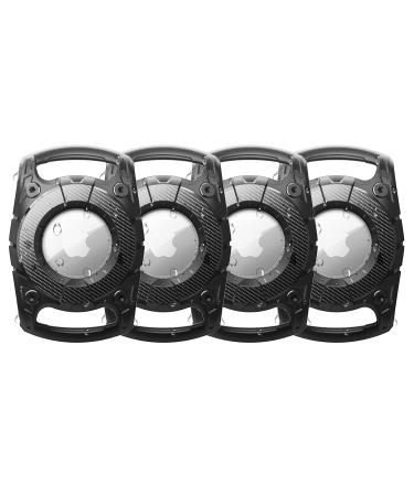 4 Pack Airtag dog collar holder IP68 waterproof-air day case dog hard TPU complete protection airtical shell for cat collar dog bag luggage compatible with Apple Airtag Black 4 pack inside hole width 2.5cm