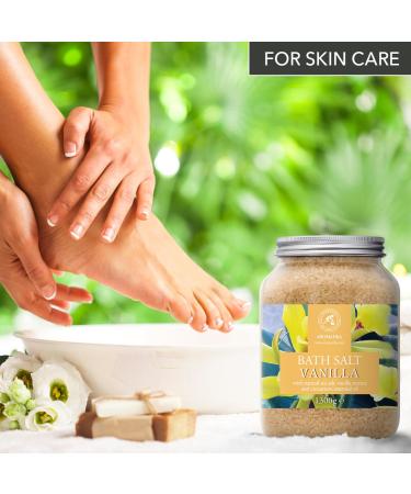 Buy 100% Natural Bath Sea Salt Vanilla 46 Oz - Relaxing Aromatherapy Bath Salts with Cinnamon Essential Oil for Beauty & Good Sleep - Buy Online on GoSupps.com