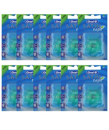 Oral-B Satin tape mint dental floss 25 m pack of 12 12 x 25 m