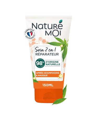 Naturé Moi - 2 in 1 Hair Care - Conditioner + Mask - Dry and Damaged Hair - With Plant Ceramides and Organic Hemp Oil - 98% Natural Origin - 150 ml - Made in France