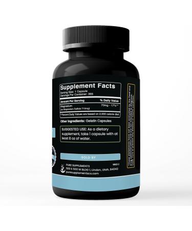 Pure Original Ingredients Magnesium Sulfate (365 Capsules) No Rice Fillers Always Pure Lab Verified 365 Count (Pack of 1) - Buy Online on GoSupps.com