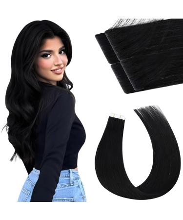 Moresoo virgin tape in extensions real hair hair extension real hair tapes adhesive tape invisible extensions tape in real hair remy #1 5 pieces 12.5 grams 55 cm 2. virgin #1