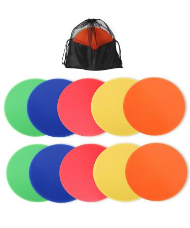 WUSHUANG 10 Inch Poly Vinyl Spot Markers- Non Slip Rubber Agility Markers Flat Field Cones Floor Dots-for Exercise Drills, Sports, Games, Speed Agility Training -10 Pcs