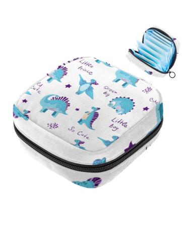 Cartoons dinosaur storage bag for women's bandages large menstrual cup cylinder pocket with zipper periodic insoles bags panty liners tampons for girls and women multi-colored 02