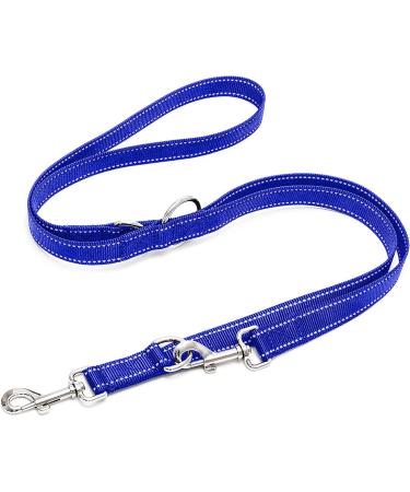 Happilax Dog leash adjustable - blue/reflective - 3 -stage adjustable leash - double linen drag line - suitable as dog leash for large dogs or as a drag line for small dogs.Blue