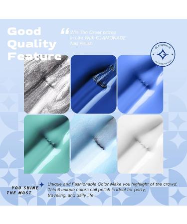 Non-Toxic Glamonade Nail Polish Set - 6 Sea Blue Green Colors - 0.24oz - Beginner Friendly - Perfect Gift for Women & Girls - Buy Online on GoSupps.com