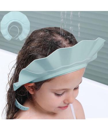 Baby Shower Cap Bath Visor Protection Silicone Adjustable Safe Shower Bathing Cap for Infants Toddler Baby Kids Children (6 Months-12 Years old/36-58cm Haze Blue)