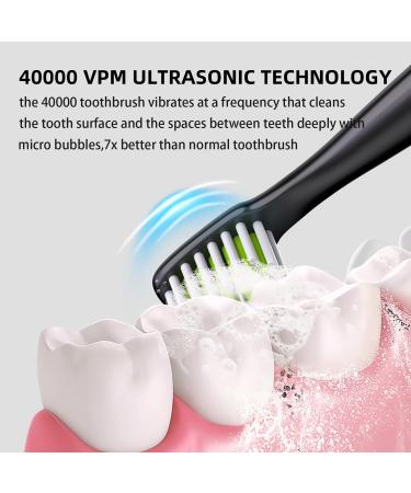 SARMOCARE Electric Toothbrush for Adults & Kids - 40000 VPM 2 Min Timer Waterproof Slim Travel Case & 6 Brush Heads - Rechargeable Sonic Toothbrush - Black - Buy Online on GoSupps.com
