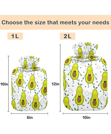 Naanle Cute Happy Avocado Heat Bottle - 1L Transparent Hot Water Bottle for Bed & Pain Relief | Hand & Feet Warmer | Heat & Cold Therapy - Buy Online on GoSupps.com