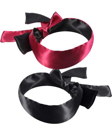 Hestya 2 Pack Satin Eye Mask Set - 150 cm, Black Rose Red and Black - Buy Online on GoSupps.com
