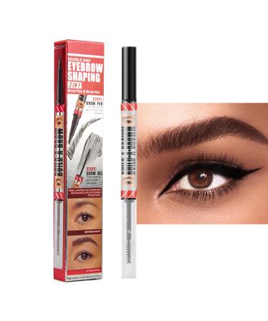 Krujecnt Microblading Eyebrow Pen Waterproof Microblading Eyebrow Pencil | Waterproof Double-Ended Eyebrow Pencil and Tinted Gel 4 Forked Tips - Hair Ink Pen