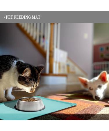 Reopet Silicone Pet Feed Mat - Waterproof Dog & Cat Mat with Elevated Edges | 47 x 30 cm | Teal - Perfect for Mess-Free Feeding - Buy Online on GoSupps.com