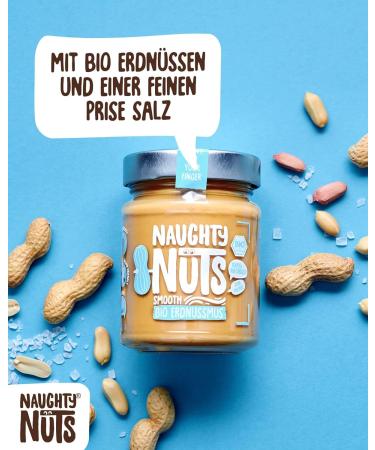 Naughty Nuts Organic Peanut Muscle Smooth | Vegan Peanut Butter | 100% Natural | No Palm Oil | No Sugar | Perfect Topping for Muesli | 500g - Buy Online on GoSupps.com