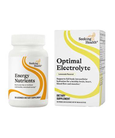 Energy Nutrients & Optimal Electrolyte Sticks Lemonade NADH CoQ10 for Energy with Lemonade Electrolyte Stick Packs (30 Lozenges/30 Servings)
