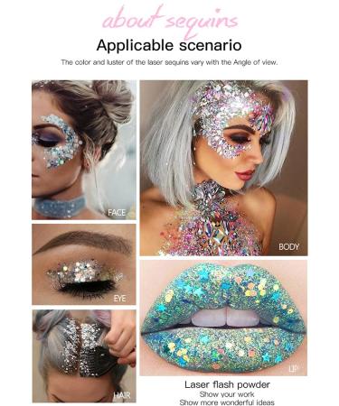 GL-Turelifes 30ml Sequins Chunky Glitter Liquid Eyeshadow Gel - Peacock Blue | Long Lasting, Easy to Apply & Remove | Festival Cosmetic for Face, Hair & Nails - Buy Online on GoSupps.com