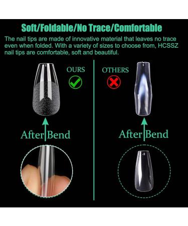 Buy 504 Pcs Nail Tips - Pre-Buff PMMA Resin Full Cover Ballerina Artificial Nails | DIY Nail Art Starter Kit - 10 Sizes - Buy Online on GoSupps.com