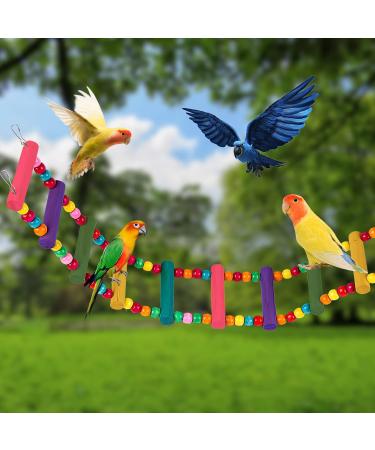 Wooden Bridge Ladder Swing Kit for Birds - 12 Multicolored Ladders | Parrot & Pet Cage Accessories - Buy Online on GoSupps.com