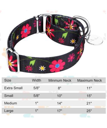 Dazzber Martingale Collar for Dogs - No Pull Heavy-Duty Pet Collar Silky Soft Design Unique Patterns for Medium & Large Dogs (Small 5/8 inch - Black & Sunflower) - Buy Online on GoSupps.com