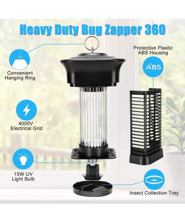 Bug Zapper 4000V Electric Mosquito Killer for Indoor and Outdoor Waterproof Insect Fly Pest Trap with 15W Mosquito Bulb for Home/Office/Backyard/Patio - Buy Online on GoSupps.com