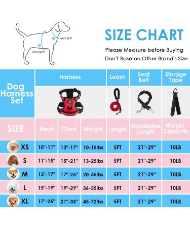 Nestroad Large Dog Harness & Leash Set - Red Size L for Dogs 38-48cm Neck & 48-74cm Chest | Includes Dog Seat Belt - Buy Online on GoSupps.com