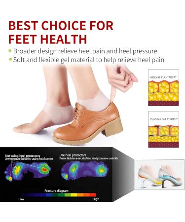 Silicone Heel Protector & Gel Heel Cups Set - Relief for Plantar Fasciitis Heel Pain & Blisters - 4 Pieces for Men & Women - Buy Online on GoSupps.com
