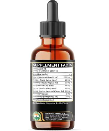 Penhoment 8in1 2900mg Oil of Oregano Drops with Black Seed Oil Liquid | Contains Carvacrol | Garlic, Elderberry, Olive Leaf, Quercetin, Bromelain - 2 Fl Oz - Buy Online on GoSupps.com
