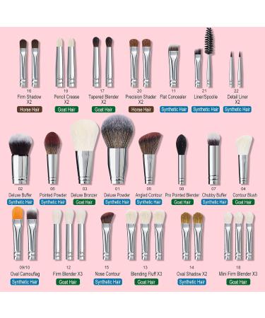 Bueart Design Pro 38Pcs Makeup Brush Set - Deluxe Real Goat Hair & Horse Hair Brushes with Extra Large Holder - Professional Labeled Brush Set with 34Pcs Pony Hair Brushes + Holder Case - Buy Online on GoSupps.com