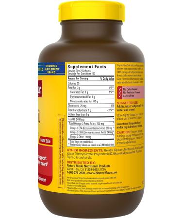 Nature Made Burp Less 1200 mg Fish Oil Supplements | Omega-3 for Healthy Heart Support | 200 Softgels, 100 Day Supply | 200 Count Pack - Buy Online on GoSupps.com