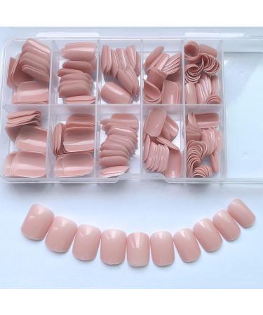 Bellelfin 240pcs Nude Pink Short Square Press on Nails with Adhesive Tabs - Glossy False Nail Tips for Women and Girls - Buy Online on GoSupps.com