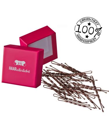 HAARallerliebst Ultra Hold Hair Clips - 24 Brown Twisted Clips (5 cm) with Pink Storage Box | International Shipping - Buy Online on GoSupps.com