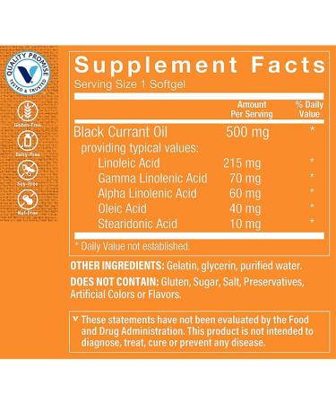 Buy Vitamin Shoppe Black Currant Oil 500MG - Natural GLA for Healthy Skin & Women's Health (90 Softgels) - Fast International Shipping - Buy Online on GoSupps.com