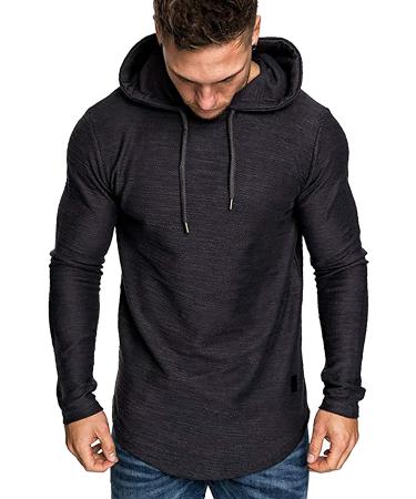 Lexiart Men's Black Athletic Hoodie Sweatshirt - Sporty Fleece Pullover - Buy Online on GoSupps.com