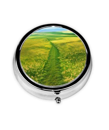 Grassland Pathsround Pill Box 3 Compartment Round Pill Box Organizer Portable Travel Pill Box for Traveling.