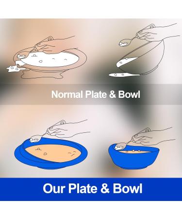 Spill Proof Scoop Plate and Bowl Non Skid Padded Bottom Adaptive Self Feeding Dinnerware for Elderly Disabled - Buy Online on GoSupps.com