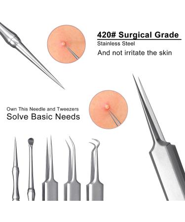 SGNEKOO Professional Facial Milia Removal Tool | Blackhead Extractor Kit with Double Ended Needle, Tweezers & Earpick | Blemish & Acne Remover Set - Buy Online on GoSupps.com