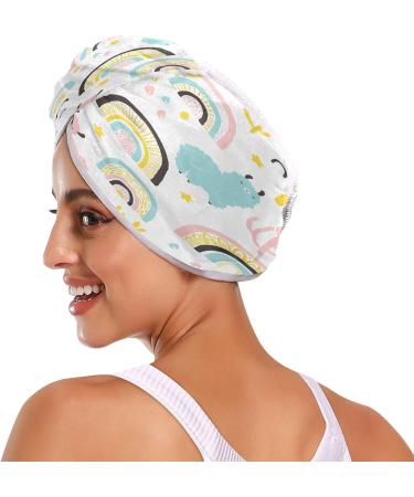 Llamas with Rainbows Quick Dry Hair Cap Set | 2-Piece Super Absorbent Towel & Button Headband | Soft & Comfortable for All Hair Types - Buy Online on GoSupps.com