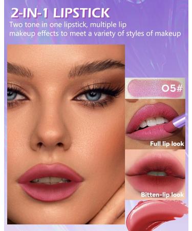 Lestpola Twotone lipstick matte lip balm longlasting lipstick waterproof lipstick creamy lightweight texture blendable tinted lip gloss for multilip makeup effect Thanksgiving - Buy Online on GoSupps.com