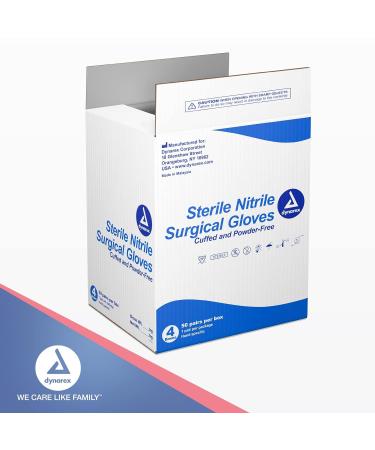 Dynarex Sterile Nitrile Surgical Gloves 6 Mil Size 8.5 - 200 Pairs (1 Case) | Powder-Free & Puncture-Resistant - Buy Online on GoSupps.com