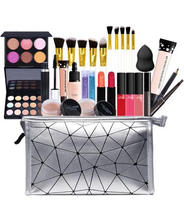 29Pcs All In One Makeup Kit for Women | Beginners Essential Starter Set with Lip Gloss, Concealer, Foundation, Eyeshadow Palette & Brushes - KIT007 - Buy Online on GoSupps.com