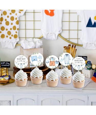 kreat4joy 36pcs Baby Shower Cupcake Toppers Boy Baby Clothes Shower Decorations Boy Baby Shower Cupcake Toppers A Sweet Baby Boy Is On The Way Gender Reveal Birthday Theme Party Supplies Blue - Buy Online on GoSupps.com