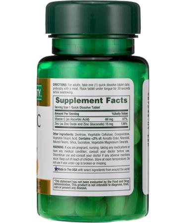 Nature's Bounty Vitamin C + Zinc - Immune Health Support Supplement 60 mg 60 Tablets | Buy Online Worldwide - Buy Online on GoSupps.com