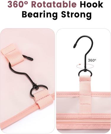 LOVEVOOK Pink Rhombus Waterproof Toiletry Bag for Women - Travel Makeup Organizer with Hook, Large Cosmetic Case for Full-sized Containers - Buy Online on GoSupps.com