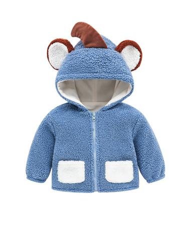 Volunboy Baby Boys Fleece Hooded Jacket Toddler Full Zip Hoodie Coat Cartoon Warm Sherpa Lined Sweatshirt Outerwear 18-24 Months Blue - Buy Online on GoSupps.com