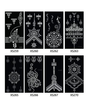 Glaryyears Temporary Tattoo Stencil - 8 Sheets Henna Template for Women, Hand Finger Wrist Body Art Paint - Buy Online on GoSupps.com