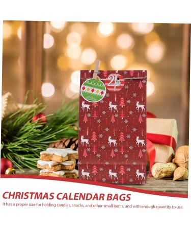 VILLFUL 1 Set 24 Advent Paper Bag DIY Advent Calendar Kits Calendar Bags Rope As Shown 23X12X1CM - Buy Online on GoSupps.com