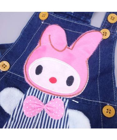 KIDSCOOL SPACE Baby Girl Jean Overalls | Toddler Denim Bunny Outfit 12-18 Months Blue - Buy Online on GoSupps.com