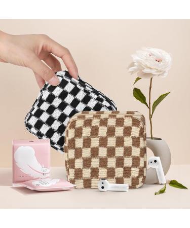 CekPo Sanitary Napkin Storage Bag - Checkered Portable Period Pouch for Women - Black - Buy Online on GoSupps.com