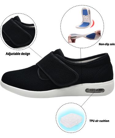 JBTNBX Women's Wide Width Diabetic Shoes - Adjustable Breathable Walking Sneakers - Black - Size 10.5 - Buy Online on GoSupps.com
