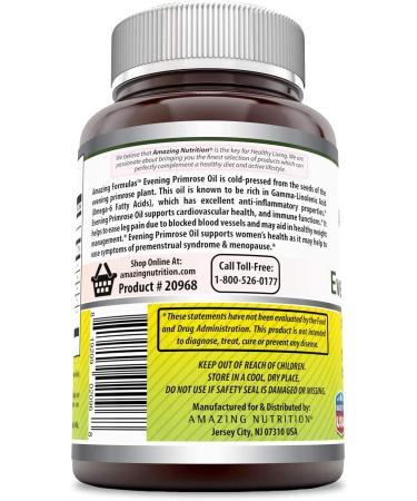 Amazing Formulas Evening Primrose Oil 1300mg 10% GLA 120 Softgels - High Potency, Hexane Free, Non-GMO, Gluten Free - Cardiovascular & Women's Health Support - 120 Count - Buy Online on GoSupps.com